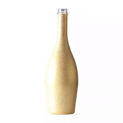 Custom Golden Spray 750ml Tactual Champagne Bottle 75cl Empty Painting Glass Bottle For Wholesale