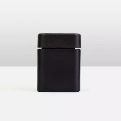 2oz 3oz 3.5g Flower Storage Premium Black Round Square Glass Jar Child Safe Black Glass Jars with Black Matte or Smooth Lid