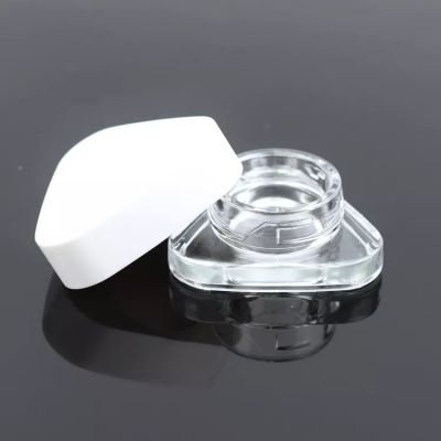 Various Counts Opaque or Clear 5ml Triangle Premium Glass Concentrate Jar Child Safe with Black/White Plastic Lid