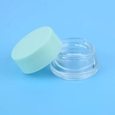 Wholesale 3ml 5ml 7ml 9ml Transparent Round Child Proof Safe Concentrates Glass Jars With Colored Child Resistant Cap