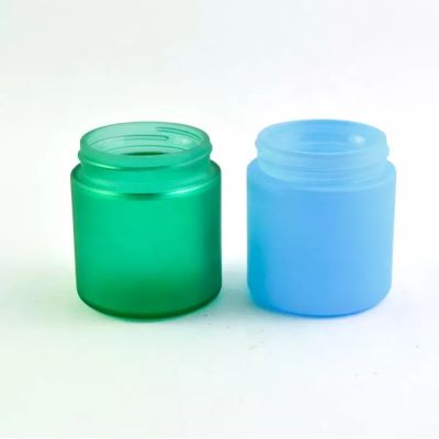 custom 3oz glass jar childproof semi transparent matte paint green frosted jar 3.5g flower look through window packaging jar