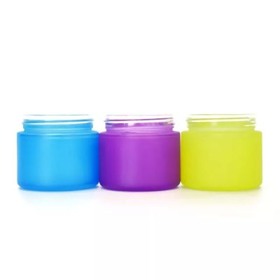 Wholesale 1oz to 18oz Storage Bottle&Jar Perfect Powders Ointments Colorful 8 Ounce Round Glass Jars with Colored Plastic Lids