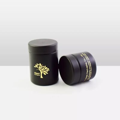 New Product Child Resistant Frosted Matte black Straight Sided Clear Glass Jar with Plastic Lid