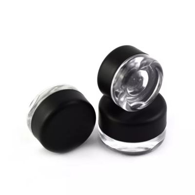 Child Resistant Closures Label The Lid And Base Thick Wall Round Base Glass Concentrate Jars Glossy Black With Silver Inside