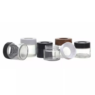 2Oz 3 Oz 4 Oz Hot Sale Plastic or Wooden CR Lid Air Tight 3.5G Storage Transparent Magnifying Glass Jar Stash Container Mag Jar