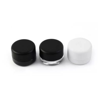 Custom 5ml 7ml 9ml Child Resistant Rounded Base Airtight Clear White Black Glass Concentrate Jar Containers