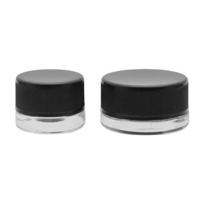Custom 5ml 9ml Round Shape Child Resistant Glossy Matte Black Glass Concentrate Jar Containers with Cr Lid