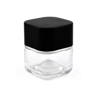 1oz 2oz 3oz Airtight Smell Proof Child Resistant High Type Thick Bottom Stash Glass Square Flower Storage Jar With Cr Lid