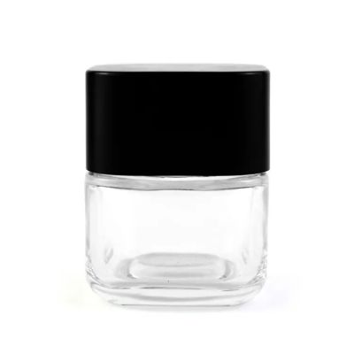 Custom Shaped Jar 2oz 3oz 4oz 3 Gram Flower Storage Child Proof Reserve 120ml Black Square Glass Jar Suppliers with Plastic Lid