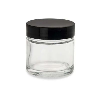 Custom 2oz3oz 4oz 5oz 3.5g Child Resistant Straight Sided Clear Glass Storage Container Jars with Airtight Smell Proof Lid