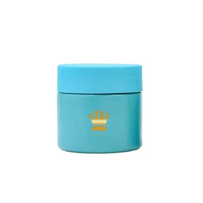 custom 3oz 4oz 6oz blue coated smell proof container 3.5g flower leaf bottles glass empty child resistant cap jar with gold logo