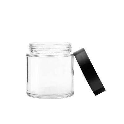 8oz child resistant concentrate glass jar 250ml smell proof flower container glass bottle for oil packaging with plastic CR lid
