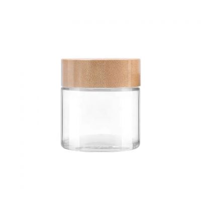 custom hot sale 110ml clear wide mouth cosmetics cream flower glass jar with bamboo child resistant lid