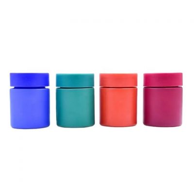 custom hot sale 60ml 2oz blue cyan orange pink wide mouth blue cosmetics cream flower glass jar with child resistant lid
