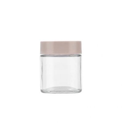 Factory direct sale 70 ML transparent Round herb flower plant glass bottles with plastic childproof lid