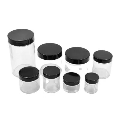 Wholesale 1oz 2oz 3oz 4oz 6oz 8oz 16oz straight side clear child resistant leaf flower packaging glass jars with screw cap