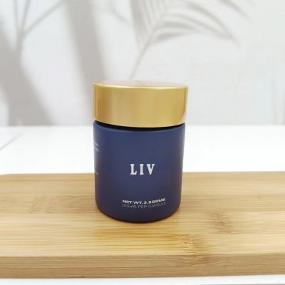 60ml matte blue child proof glass jar with metal lid