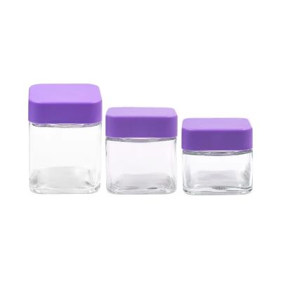 High quality custom logo square shape 60ml 90ml 120ml 2oz 3oz 4oz child proof child resistant flower glass jar with CRC lid