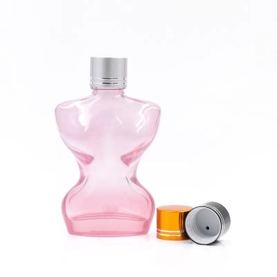 Custom Printing color Cosmetic Packing 30ml body Shape Glass Essential Oil Bottle With Cap
