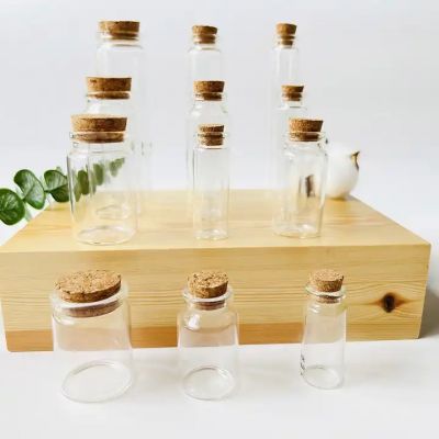 Custom variety different sizes mini vial glass bottles with cork lids