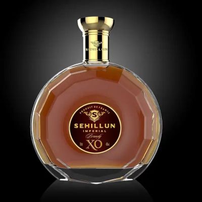 Low MOQ 750ml Round Shape Custom Luxury Frosted Clear Whisky Vodka Brandy Wine Glass Bottle