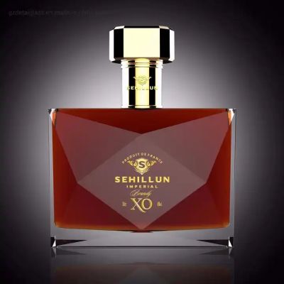 wholesale 700ml 750ml 1L glass bottle for brandy high quality hexagon glass bottle liquor bottle