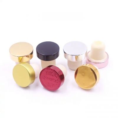 30mm 31.5mm 33mm aluminum top with synthetic cork stopper for liquor spirit whisky gin rum bottle