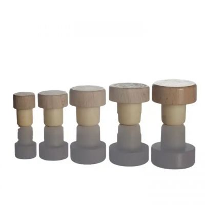 Customized luxury wooden bottle stopper T cap gin whiskey spirits bottle bar top synthetic cork stopper