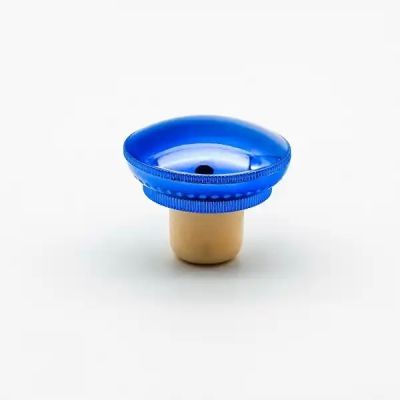 Custom Plastic Top Liquor Glass Bottle Synthetic Cork Closure Golden Blue Crown Cork Stopper