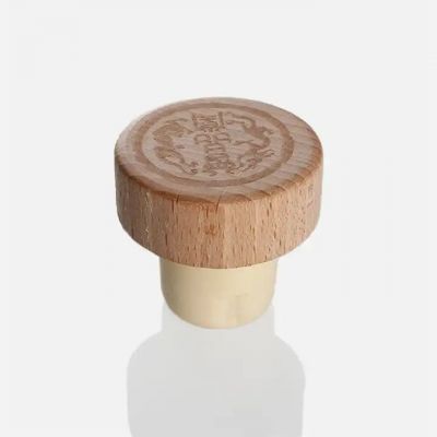 Top logo custom laser engraving wooden top luxury vodka whisky liquor spirit bottle cork stopper