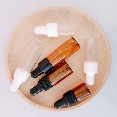 Amber Clear Cute 2ml 3ml 5ml Mini Portable Test Tube Essential Oil Glass Dropper Bottle with Dropper Caps