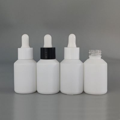 Custom 30ml 1oz Matte White Slanted Oblique Shoulder Hair Beard Oil Serum Glass Dropper Bottle