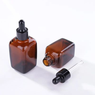 Supplier 30ml 50ml 1oz Amber Luxury Empty Essential Oil Cosmetic Serum Dropper Glass Bottle for Body Oil