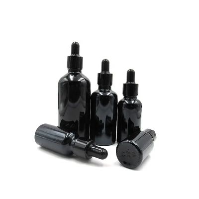 1oz 2oz black frosted glass dropper bottle mat black frost glass dropper bottle Boston dropper bottle