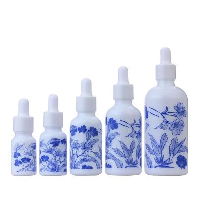 Cosmetic glass dropper bottle 10ml 15ml 20ml 30ml 50ml 100ml white porcelain bottle porcelana botella de cuentagotas