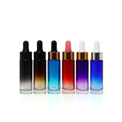 Transparent gradient 15ml flat shoulder skin care serum dropper glass bottles with pipette welllive 0.5oz