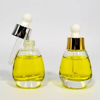 Sale 30ml Clear Face Oil Skincare Cosmetic Serum Glass Dropper Bottle with Sliver Golden Dropper
