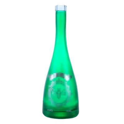 customized shape 500ml antique green spirits bottle vodka glass bottle with cork cap