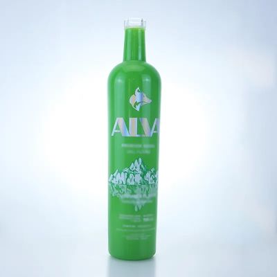 Manufacturer wholesale 500ml 750ml round green vodka bottle liquor glass bottle with cork cap