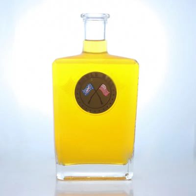 500ml square customized logo vodka tequila bottle liquor glass bottle with cork cap