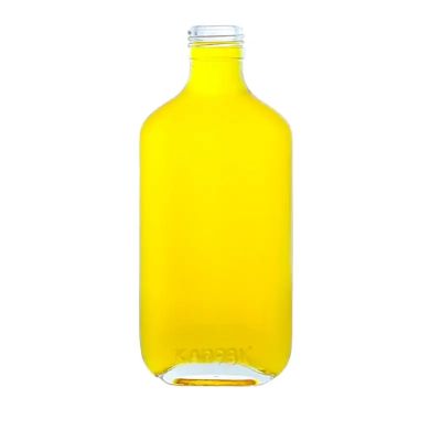 Wholesale flat round 500ml clear vodka tequila bottles liquor glass bottle with cork