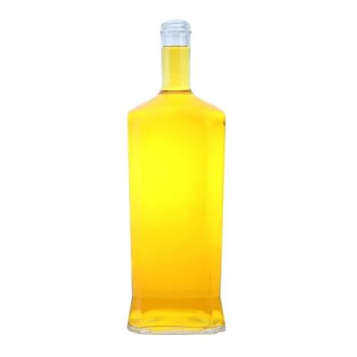 Rectangular shape glass liquor bottles 700ml 750ml glass bottle with cork cap
