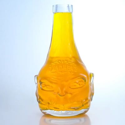 Custom shape 500ml clear whiskey gin vodka rum liquor glass bottle with screw cap