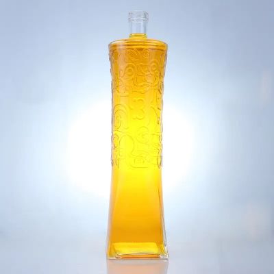 juice liquor vodka whiskey 700ml 750ml clear glass bottle with cork cap