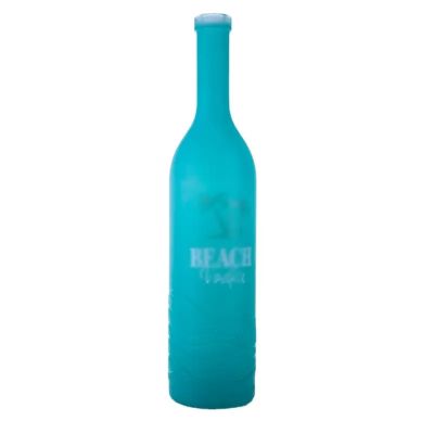 High quality round peacock blue 700ml 750ml rum gin vodka whiskey glass bottle with cork cap