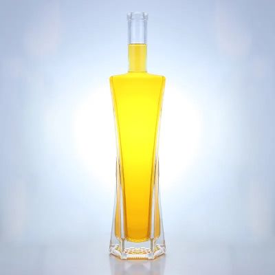 Super flint irregular body 750ml large volume glass alcohol juice bottle with cork