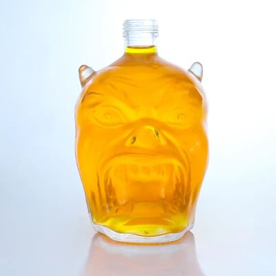 Wholesale nordic empty spirits transparent fancy skull round square custom 500ml 750 ml brandy vodka whisky glass liquor bottle