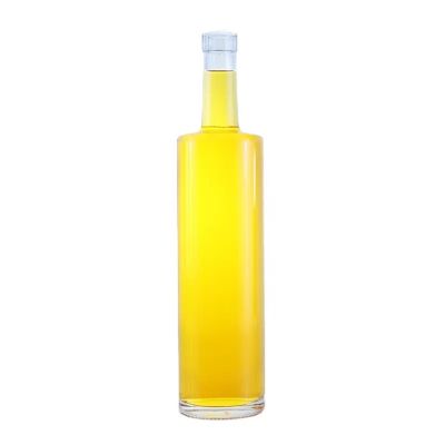 Super clear 700ml 750ml vodka whiskey high flint glass bottle with cork cap