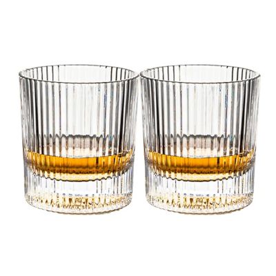 High Quality New Fashion Whisky Glass Luxury Crystal 310ml Vertical Striped Whiskey Glass For Home Bar Party