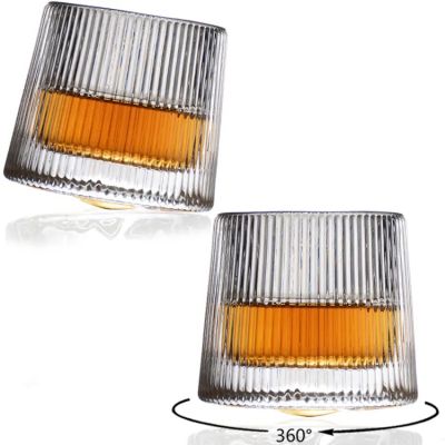 Wholesale Customized Crystal Old Fashioned Whiskey Glassware Tumblers Whiskey Vertical Stripes Glass Cup